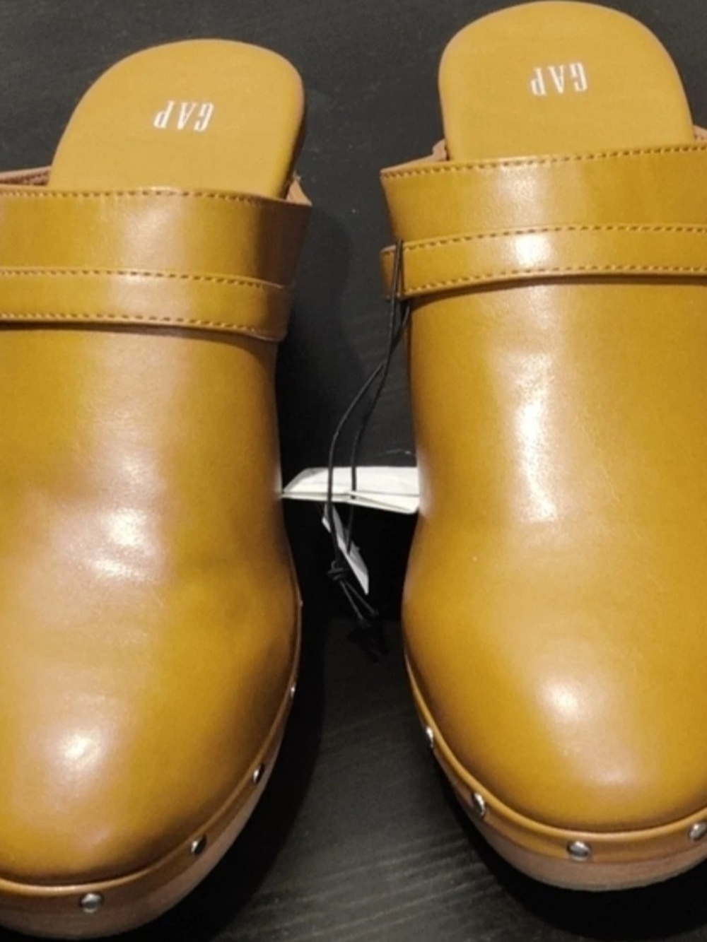 Gap Faux-Leather Clogs Cognac- Brown Womens 9 New